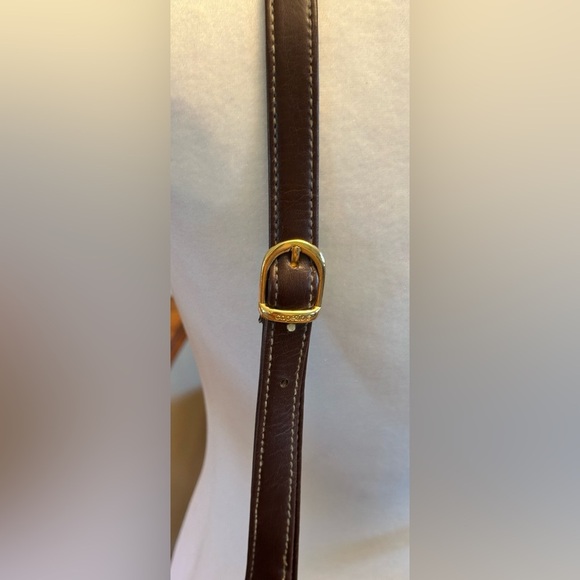 Vintage Capezio Tan Brown Trim Faux Leather Top Handbag Crossbody W Bag Charm - Picture 8 of 16